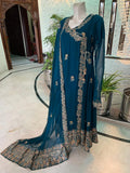 Chiffon Block Printed Angrakha With Embellishments