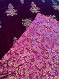 Block Printed Velvet Shawl With Embellishments