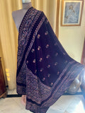 Block Printed Velvet Shawl With Embellishments