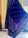 Block Printed Velvet Shawl With Embellishments